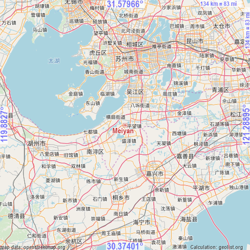 Meiyan on map