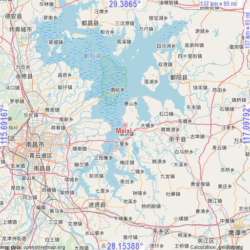 Meixi on map