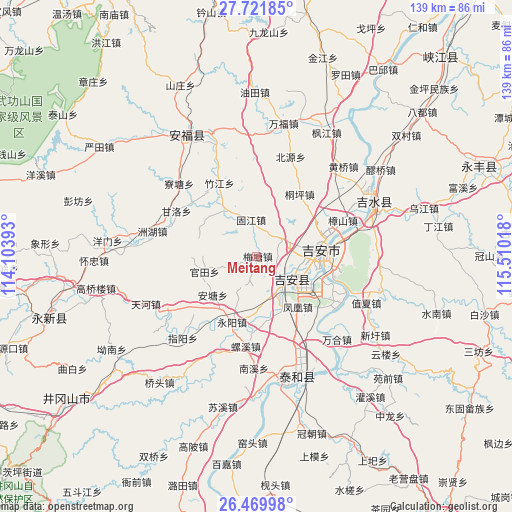 Meitang on map