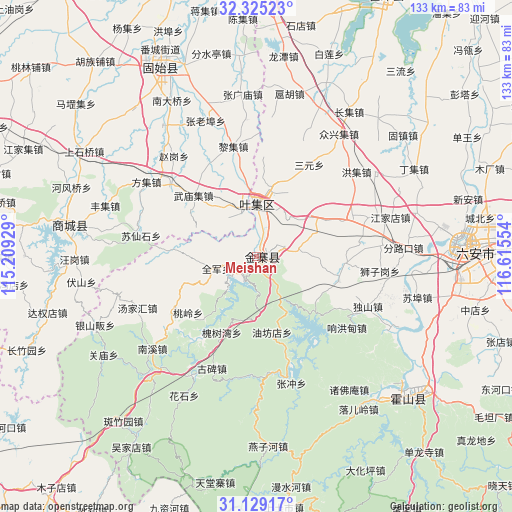 Meishan on map