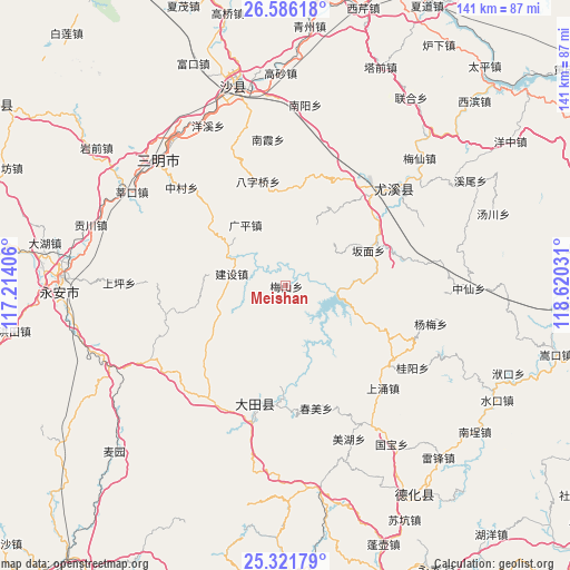 Meishan on map