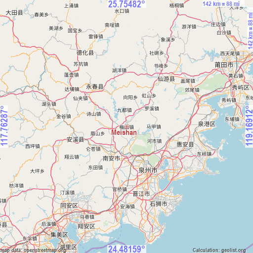 Meishan on map