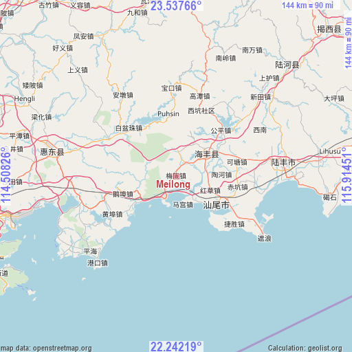 Meilong on map