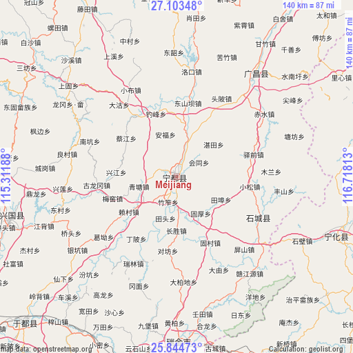 Meijiang on map