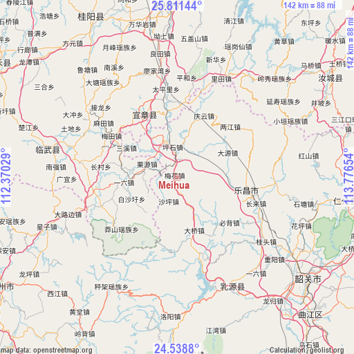 Meihua on map