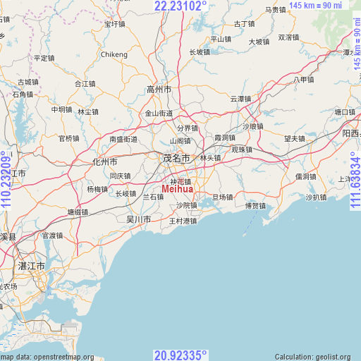 Meihua on map