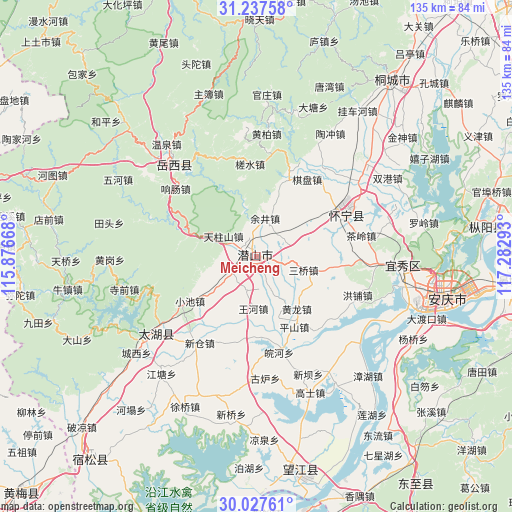 Meicheng on map