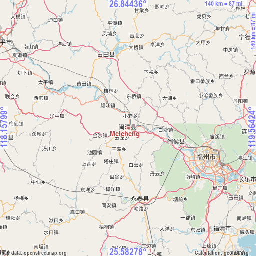 Meicheng on map