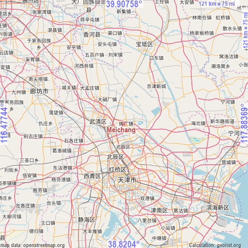 Meichang on map