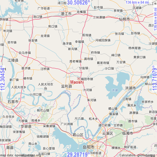 Maoshi on map