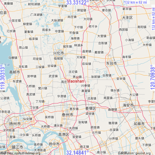 Maoshan on map