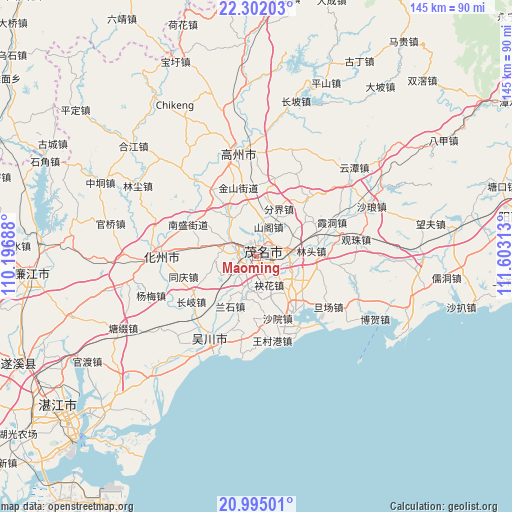 Maoming on map