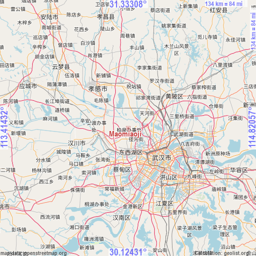 Maomiaoji on map