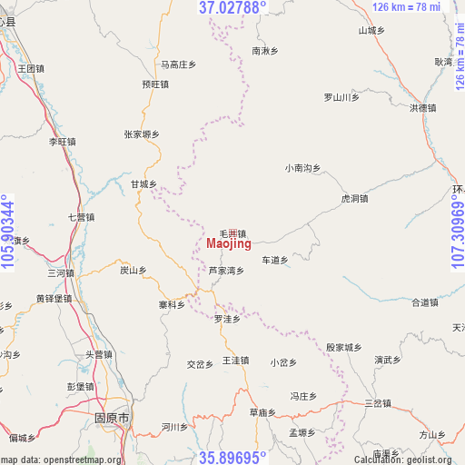 Maojing on map