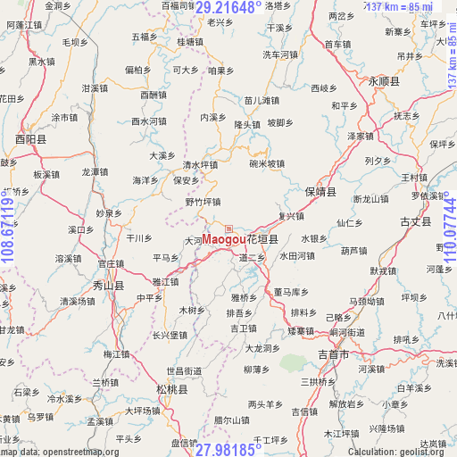 Maogou on map