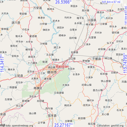 Maodian on map