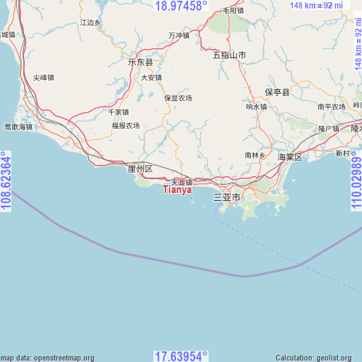 Tianya on map
