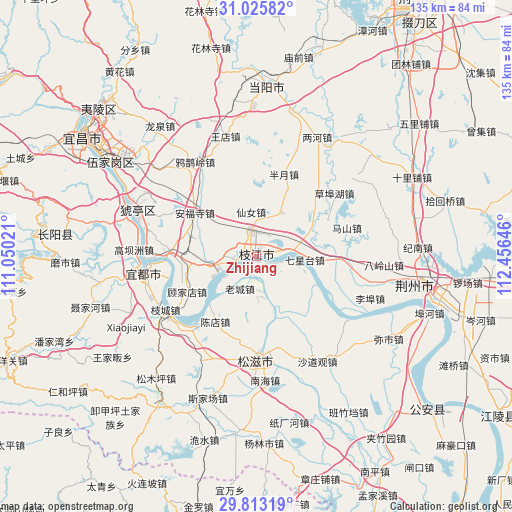 Zhijiang on map