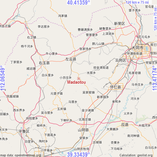 Madaotou on map