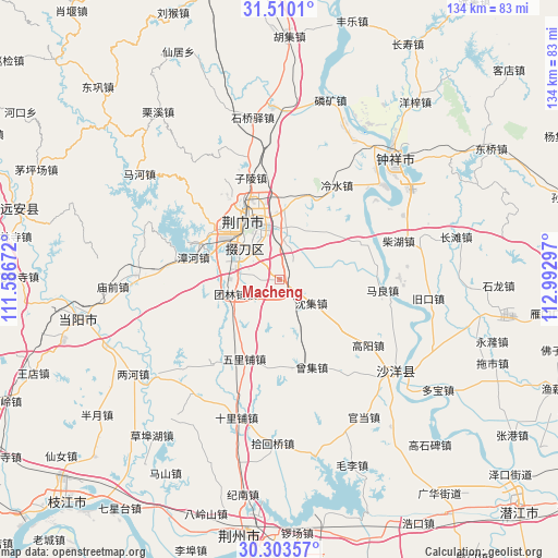 Macheng on map