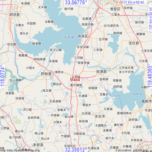 Maba on map