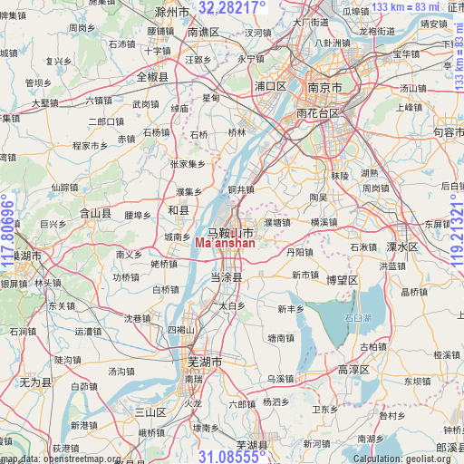 Ma’anshan on map