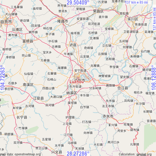 Luzhou on map