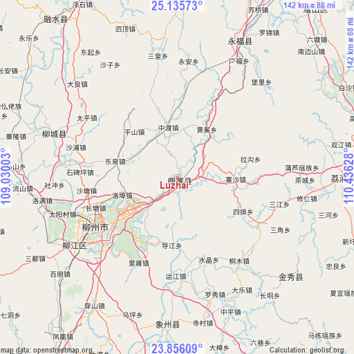 Luzhai on map