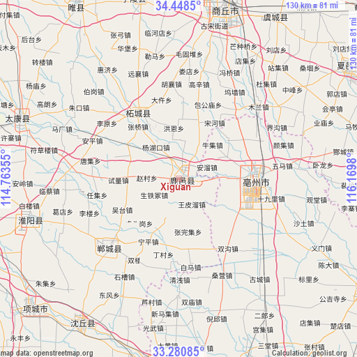 Xiguan on map