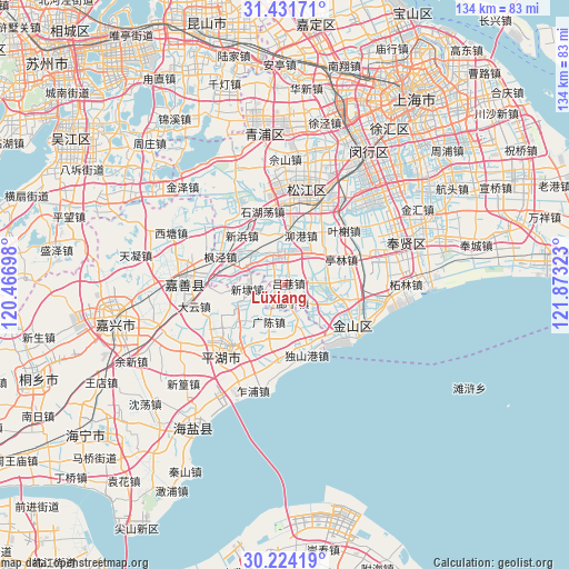 Lüxiang on map