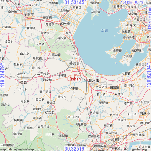 Lüshan on map