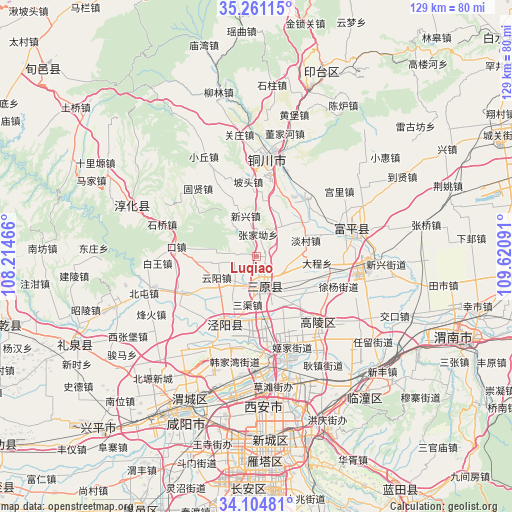 Luqiao on map