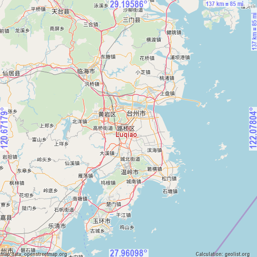 Luqiao on map