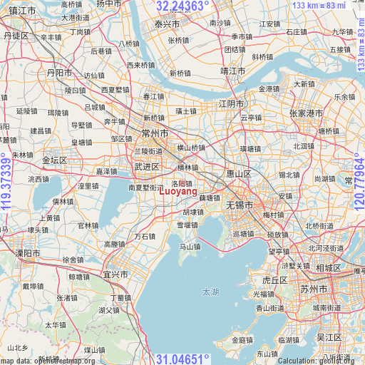 Luoyang on map