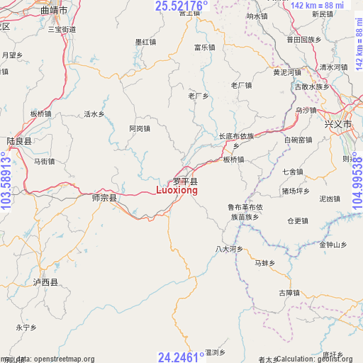 Luoxiong on map