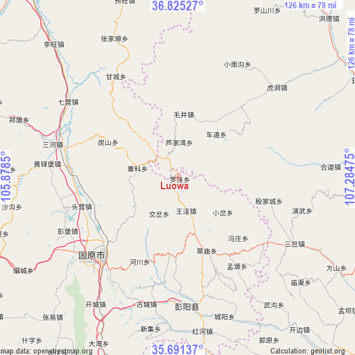 Luowa on map