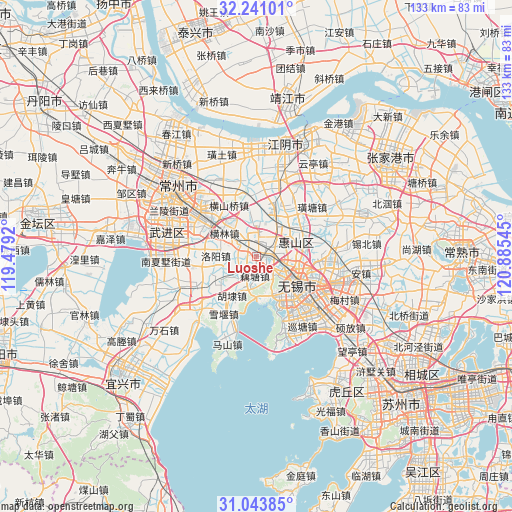 Luoshe on map