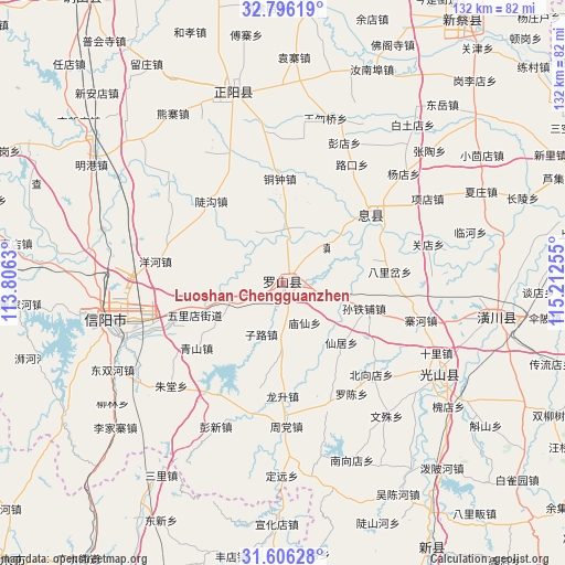 Luoshan Chengguanzhen on map