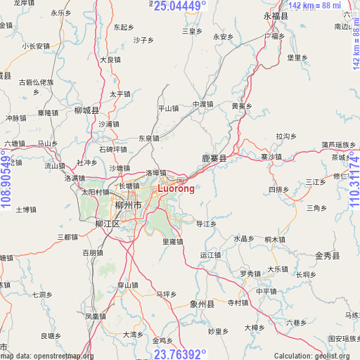 Luorong on map