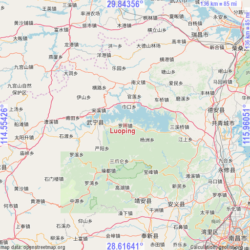 Luoping on map