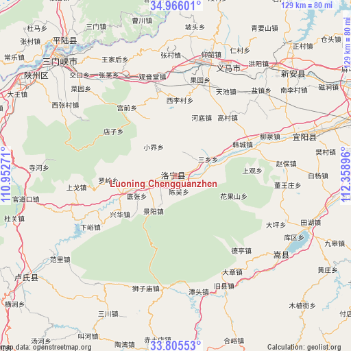 Luoning Chengguanzhen on map