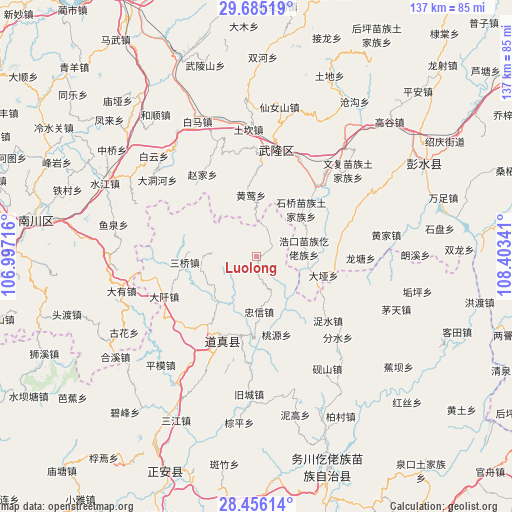 Luolong on map