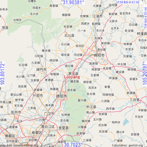 Luojiang on map