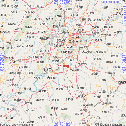 Luohuang on map