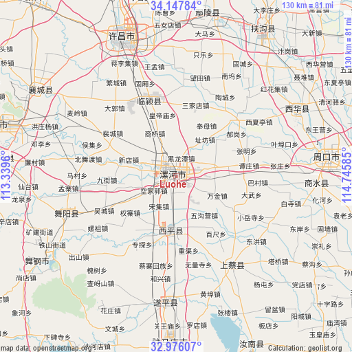 Luohe on map