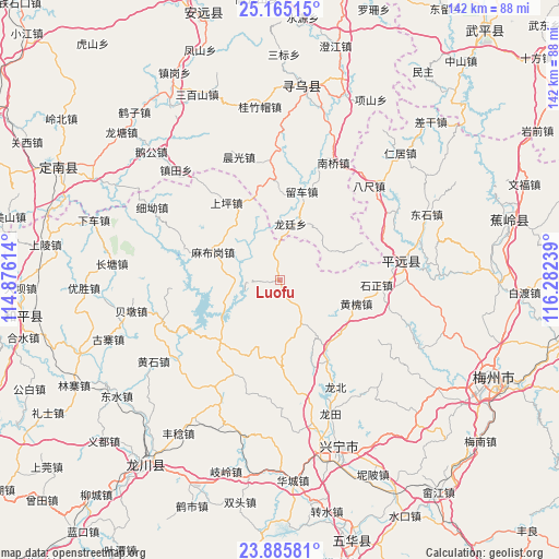 Luofu on map