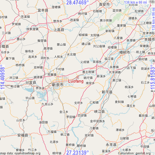 Luofang on map