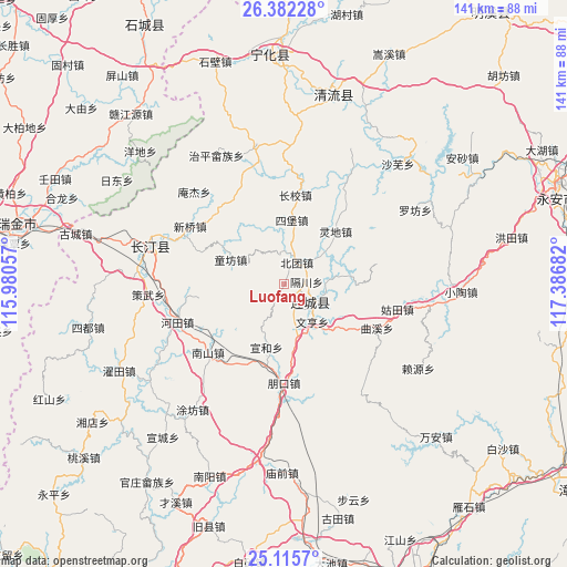 Luofang on map