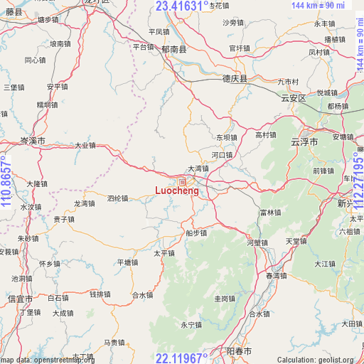 Luocheng on map