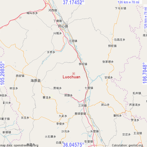 Luochuan on map